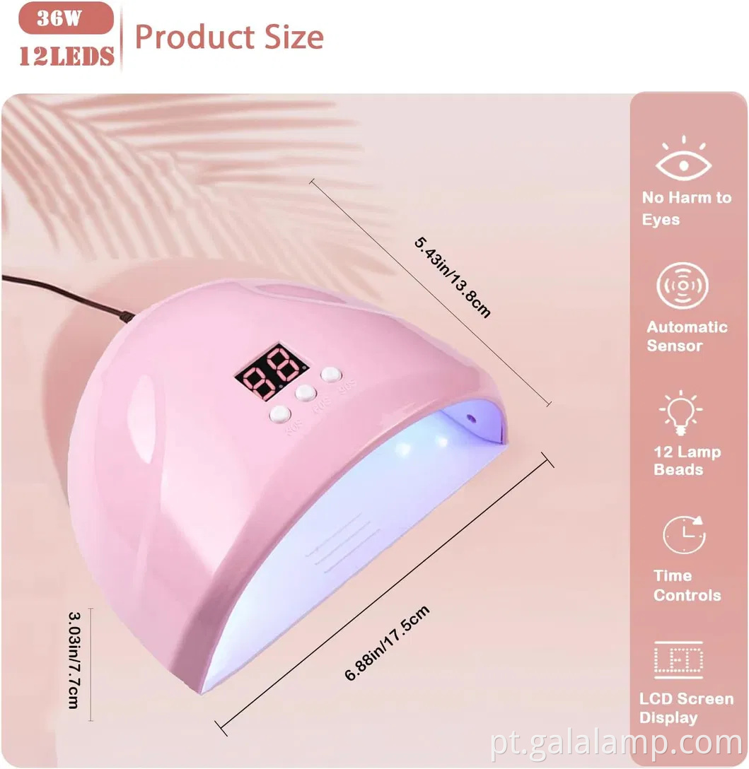 Secador de uvas UV compacto com tela LED para cura rápida em gel